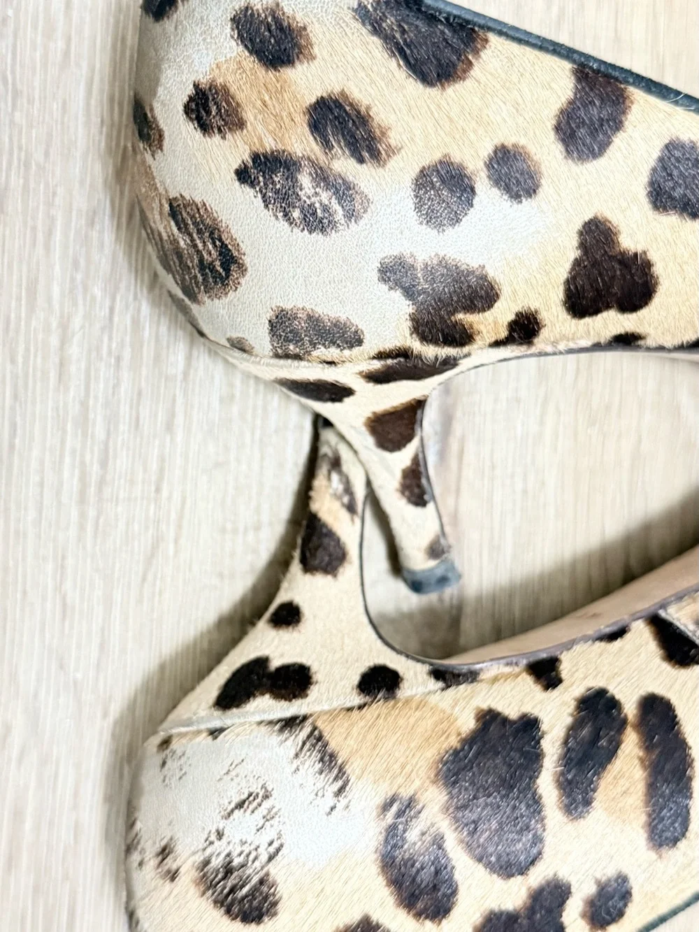 Cole Haan Leopard Haircalf Pointed Toe Flats - Tan & Black